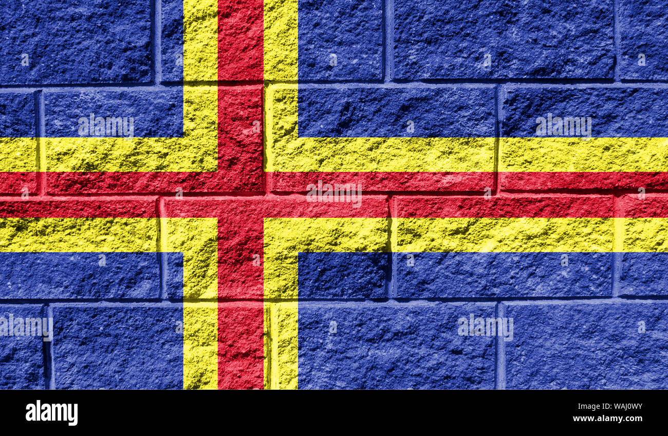 Flag of Aland close up painted on a cracked wall Stock Photo - Alamy