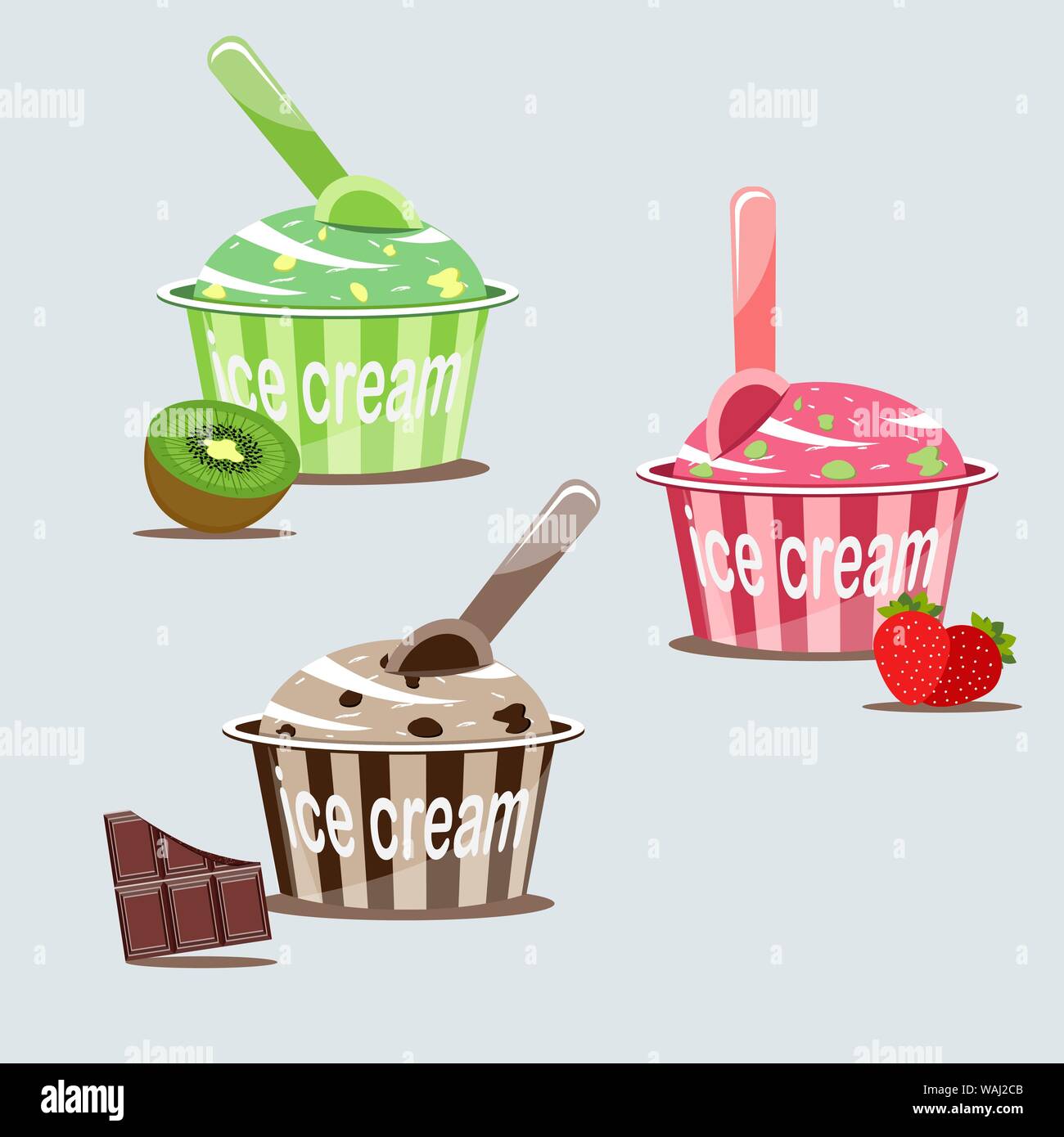 A set of ice creams of different tastes. Vector illustration Stock ...