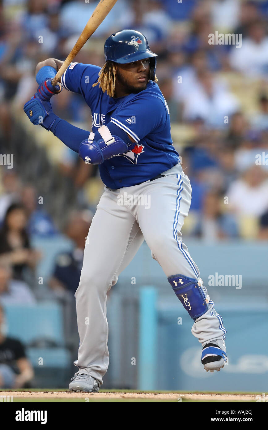 August 20, 2019: Toronto Blue Jays third baseman Vladimir Guerrero Jr. (27)  bats for Toronto during the game between the Toronto Blue Jays and the Los  Angeles Dodgers at Dodger Stadium in