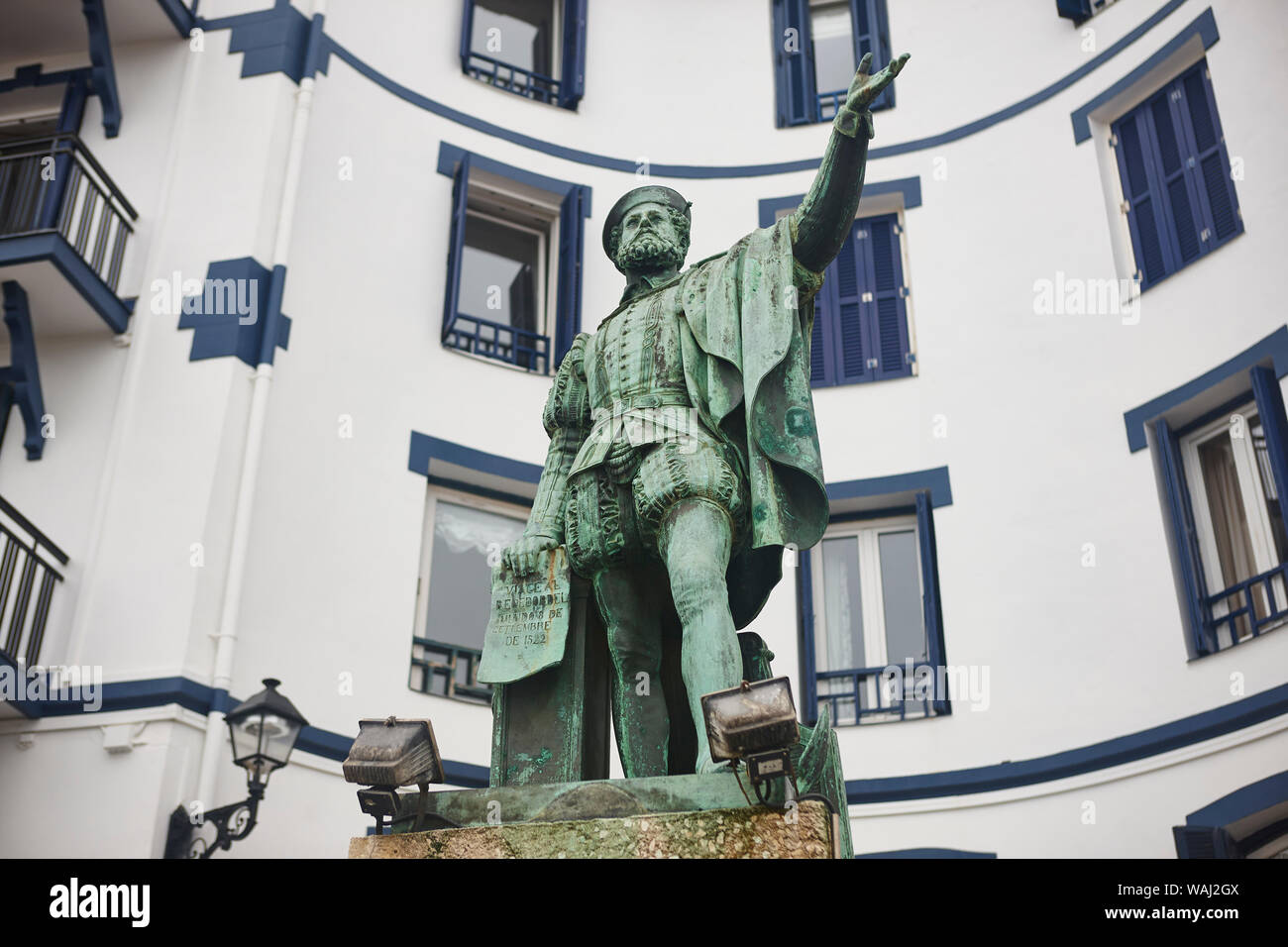 Juan Sebastian Elcano statue in Guetaria village, Euskadi. España Stock Photo