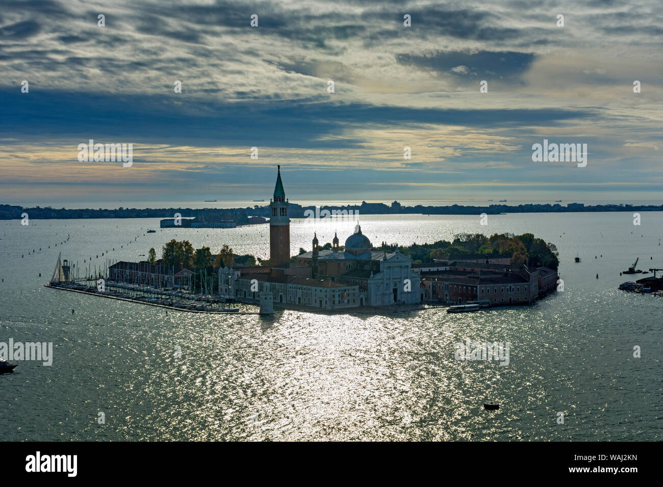 View of the island of San Giorgio Maggiore from the Campanile di San Marco (bell tower), Saint Mark's Square, Venice, Italy Stock Photo
