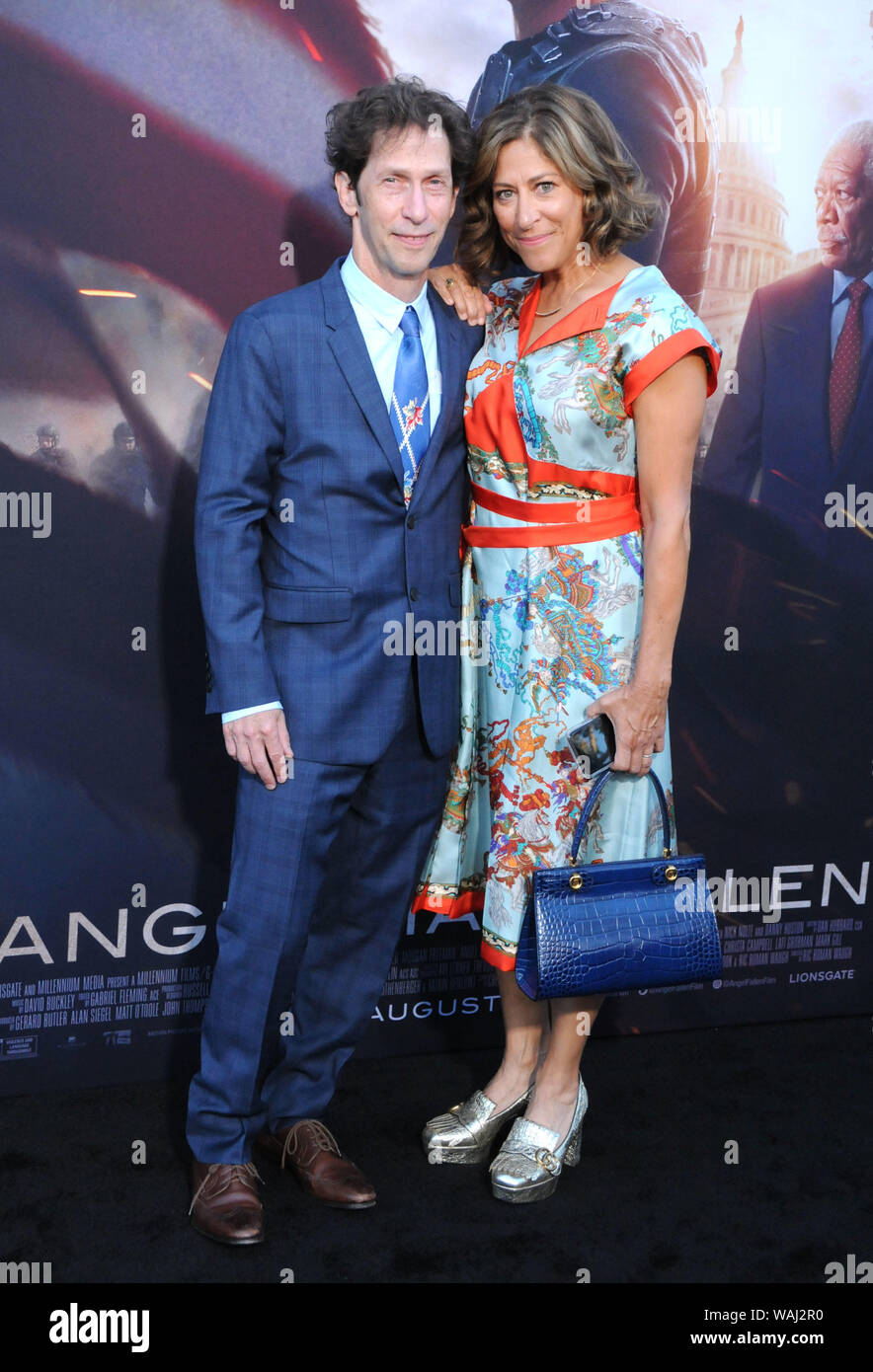 Los Angeles, California, USA 20th August 2019 Actor Tim Blake Nelson and wife actress Lisa Benavides attend the Lionsgate' 'Angel Has Fallen' Los Angeles Premiere on August 20, 2019 at Regency Village Theatre in Los Angeles, California, USA. Photo by Barry King/Alamy Live News Stock Photo