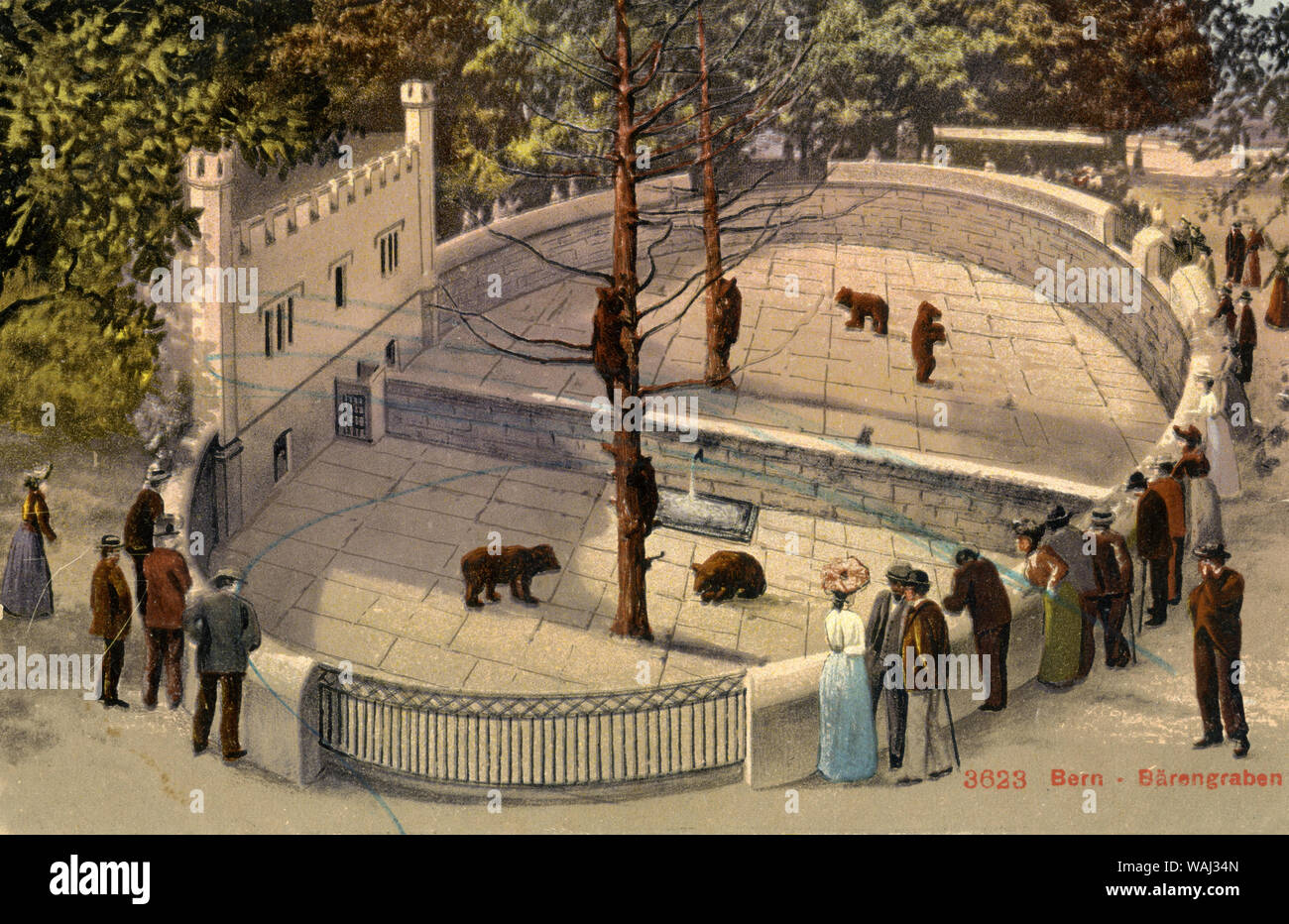 Bear pit in Bern ,  (postcard, ) Stock Photo