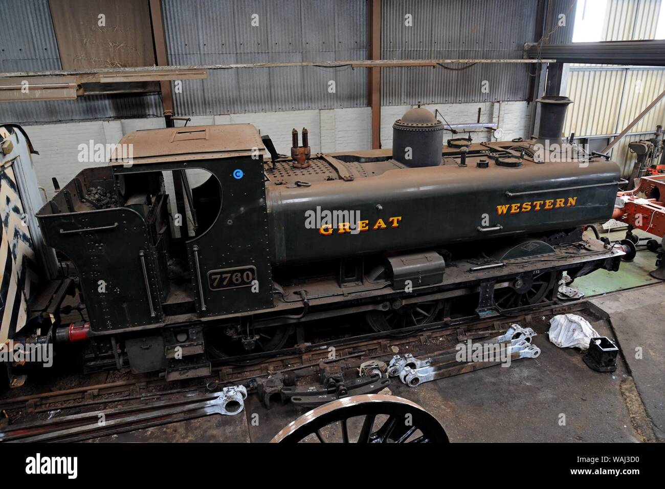 Ex GWR Pannier tank 7760 awaits restoration at Tyseley Loco Works, it