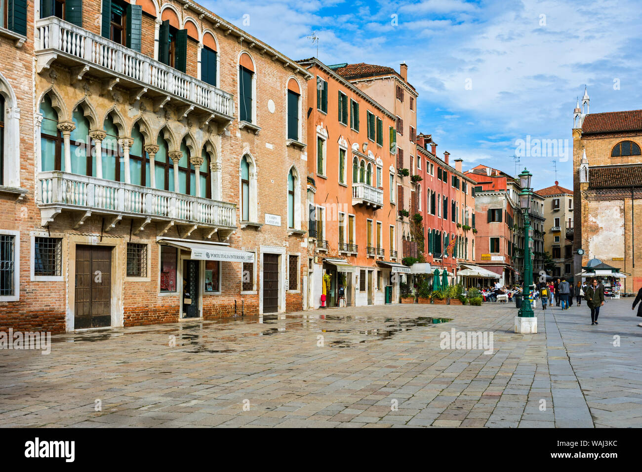 Buildings in Campo Santo Stefano square, Venice, Italy Stock Photo