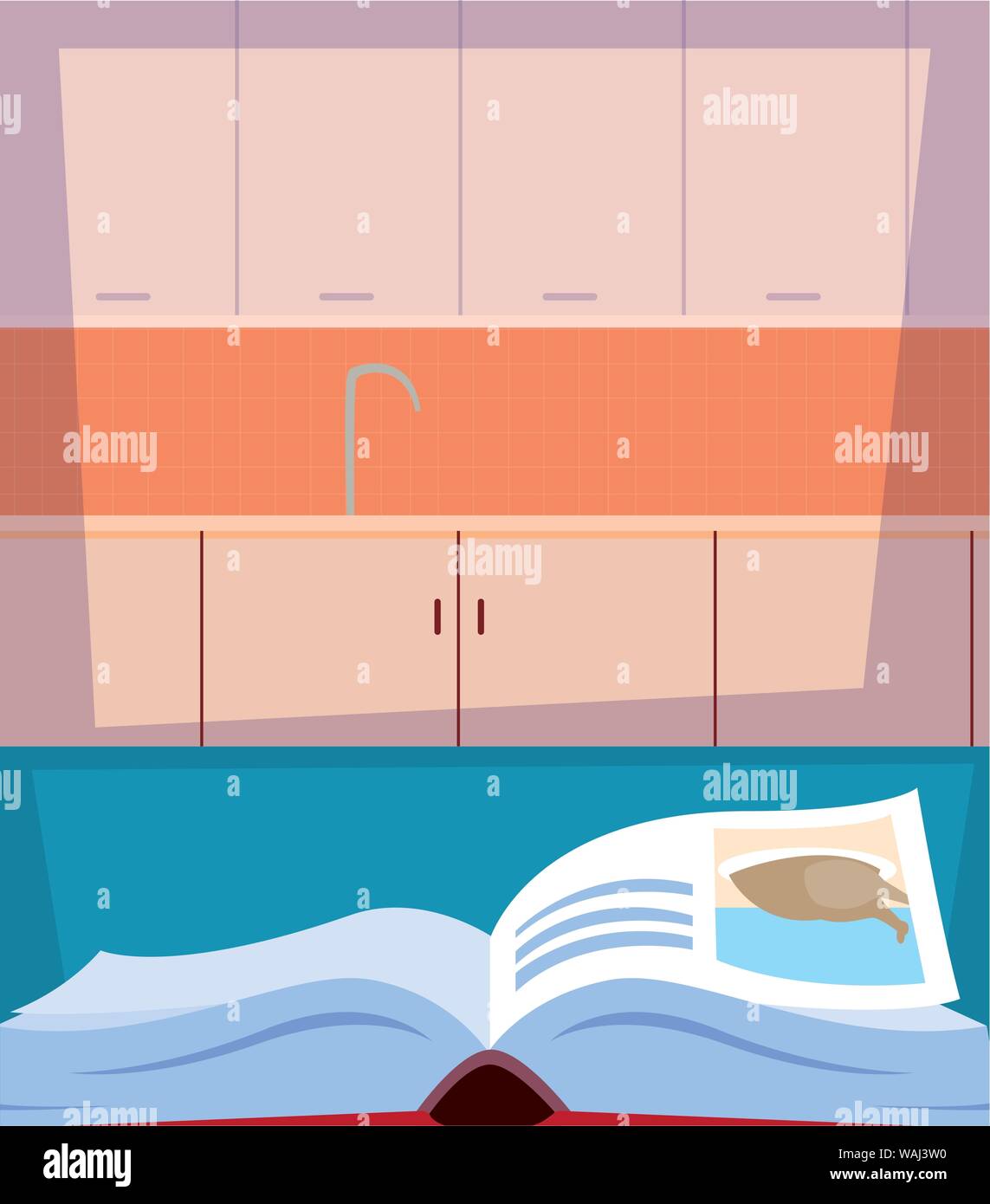open recipe book preparation cooking vector illustration Stock Vector ...