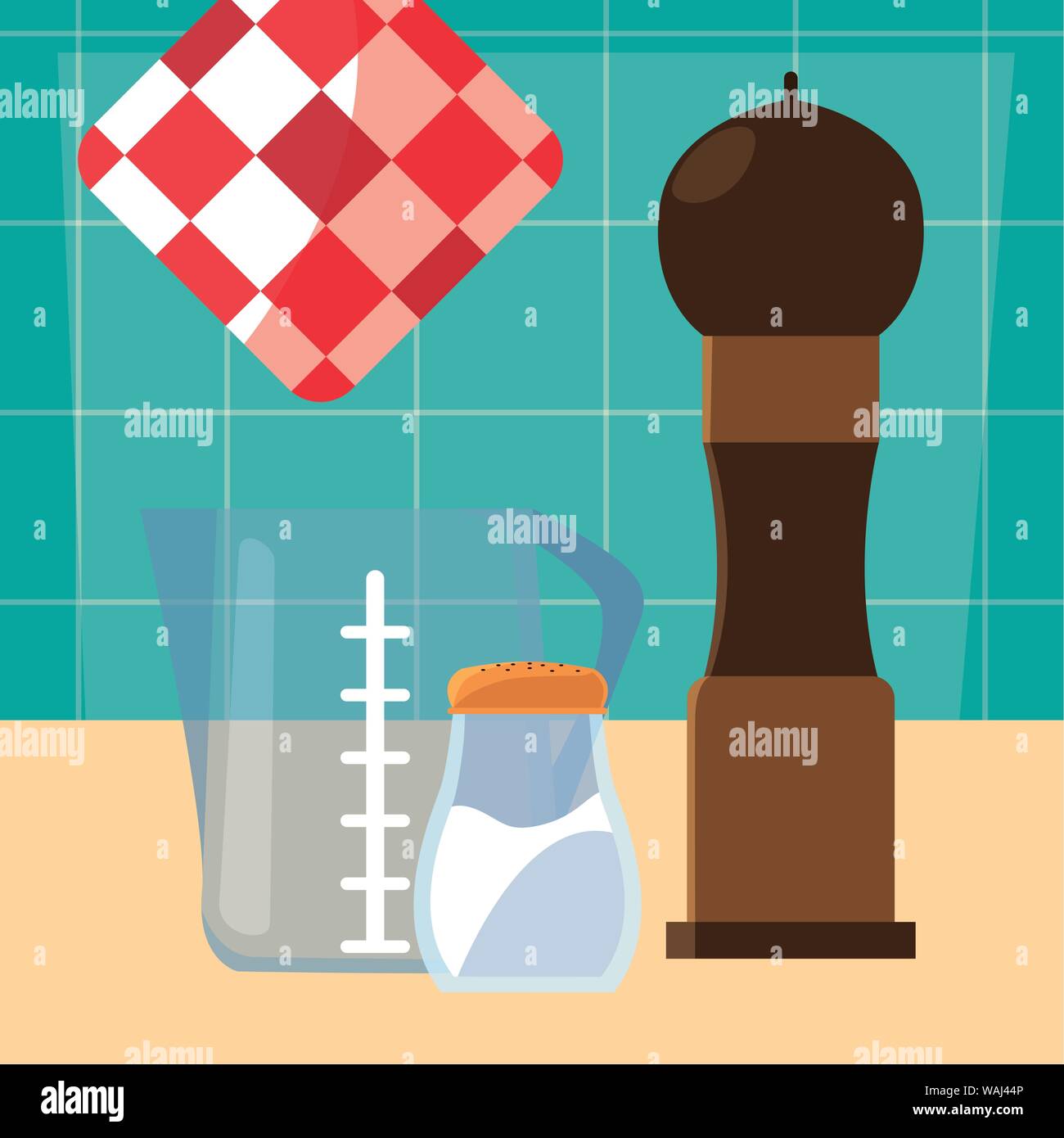 shaker pepper salt jar preparation cooking vector illustration Stock ...