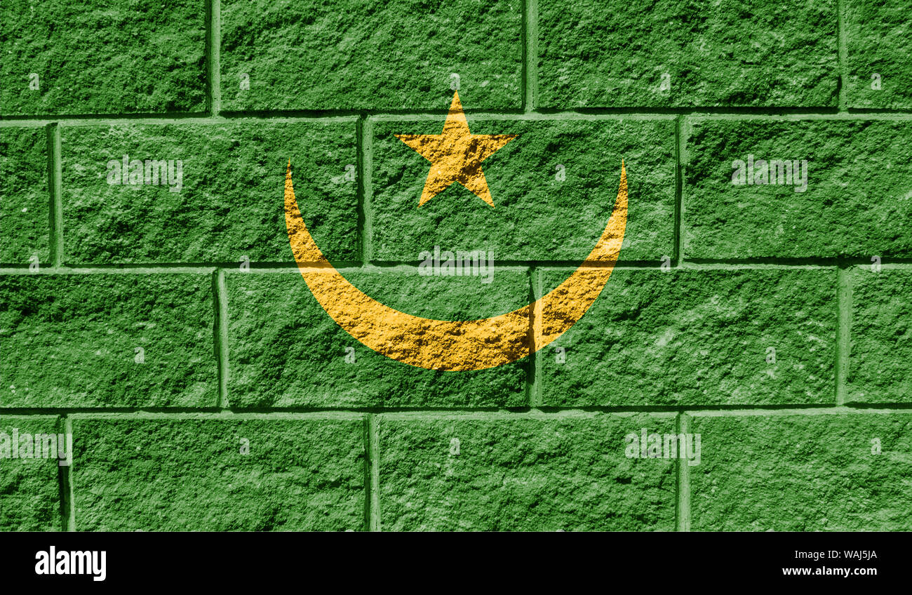 Flag of Mauritania close up painted on a cracked wall Stock Photo - Alamy