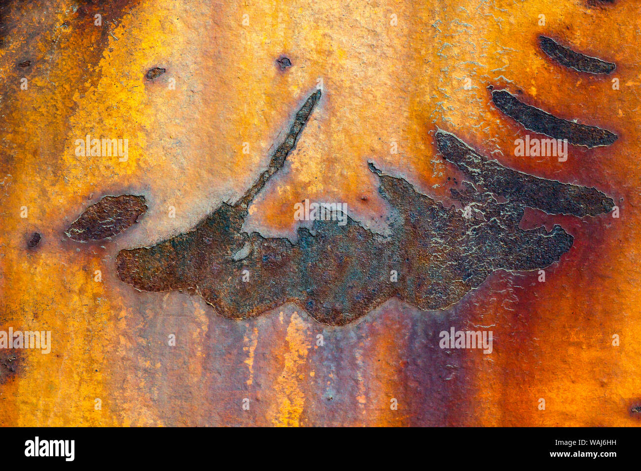 Details of rust and paint on metal. Stock Photo