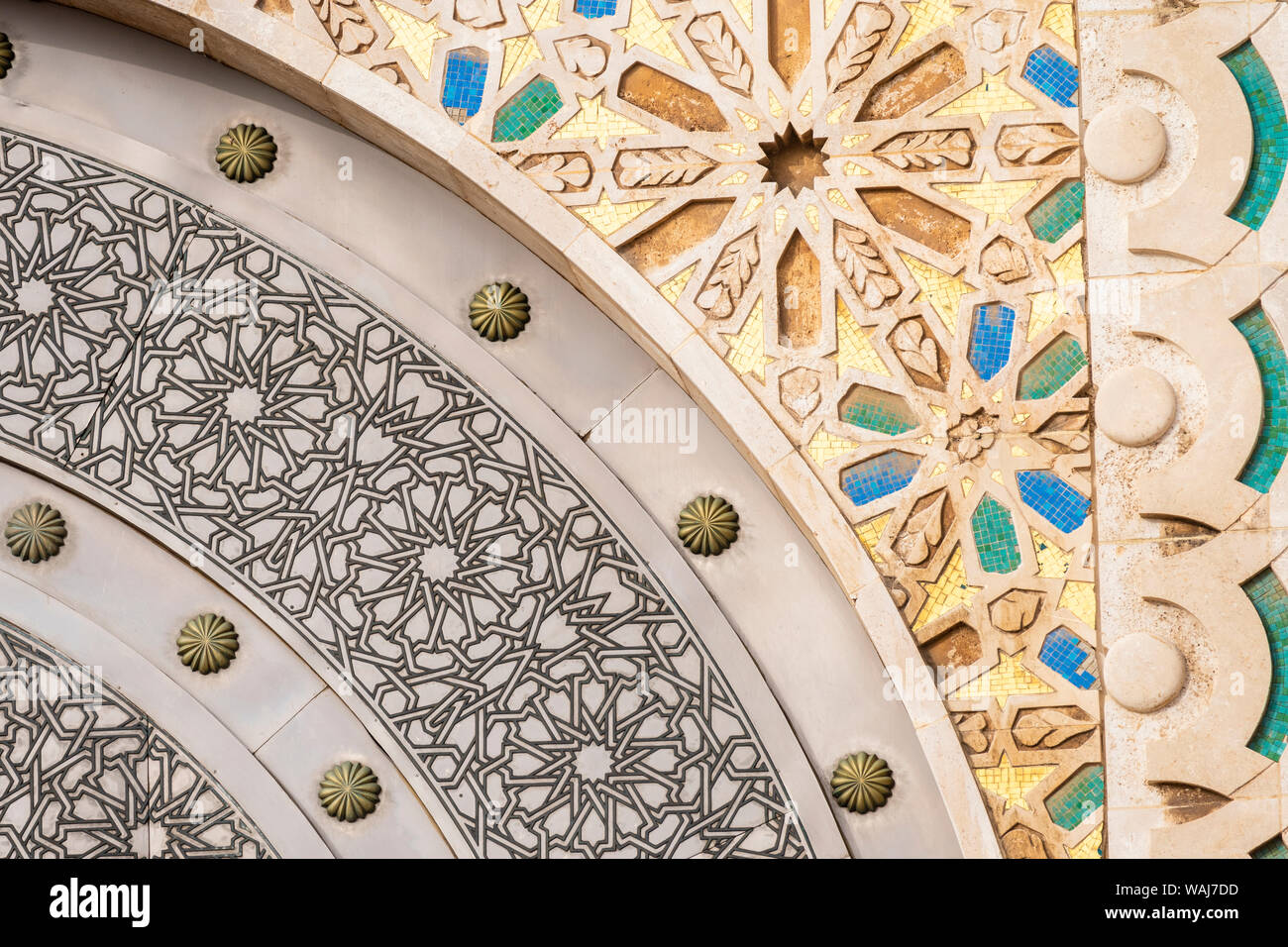Africa, Morocco, Casablanca. Close-up of designs on mosque exterior. Credit as: Bill Young / Jaynes Gallery / DanitaDelimont.com Stock Photo