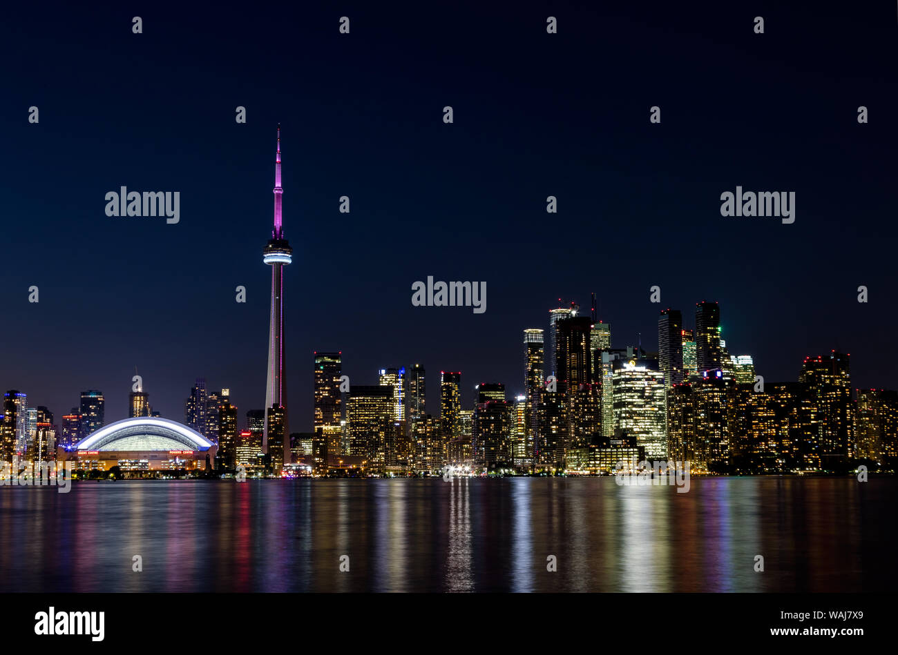 Night View of Downtown Toronto from Toronto Islands with the Lake
