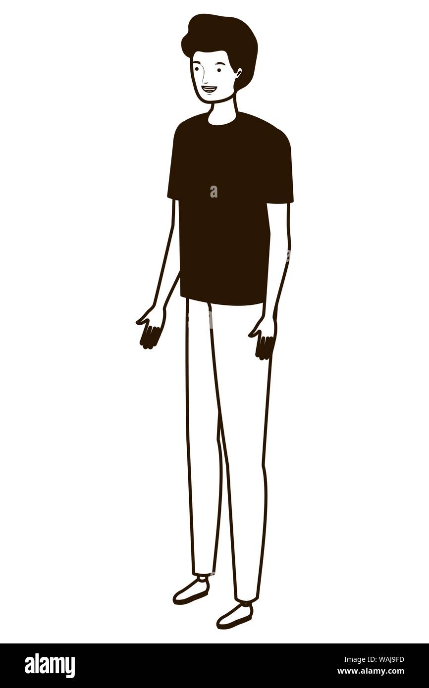 silhouette of young man standing on white background Stock Vector Image ...