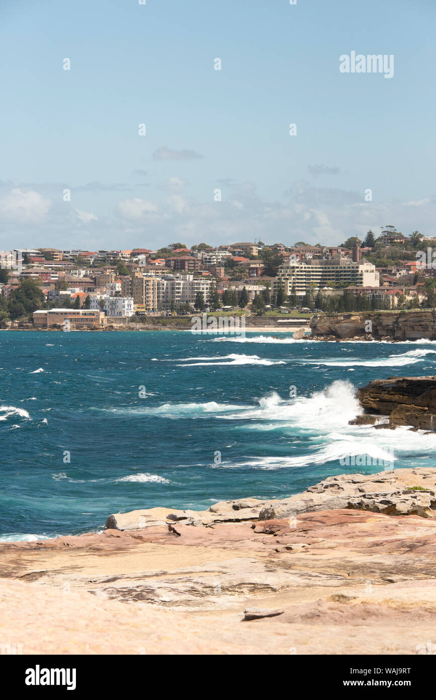 Australia, New South Wales, Sydney View from Clovelly Bay back to Coogee Bay Stock Photo