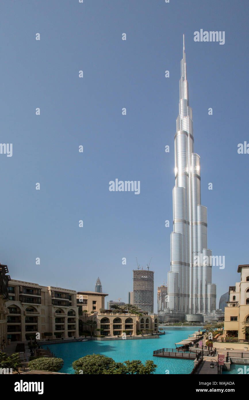 Burj Khalifa, world's tallest building at 2,716.5 feet high with 160 stories. Dubai, UAE. Stock Photo
