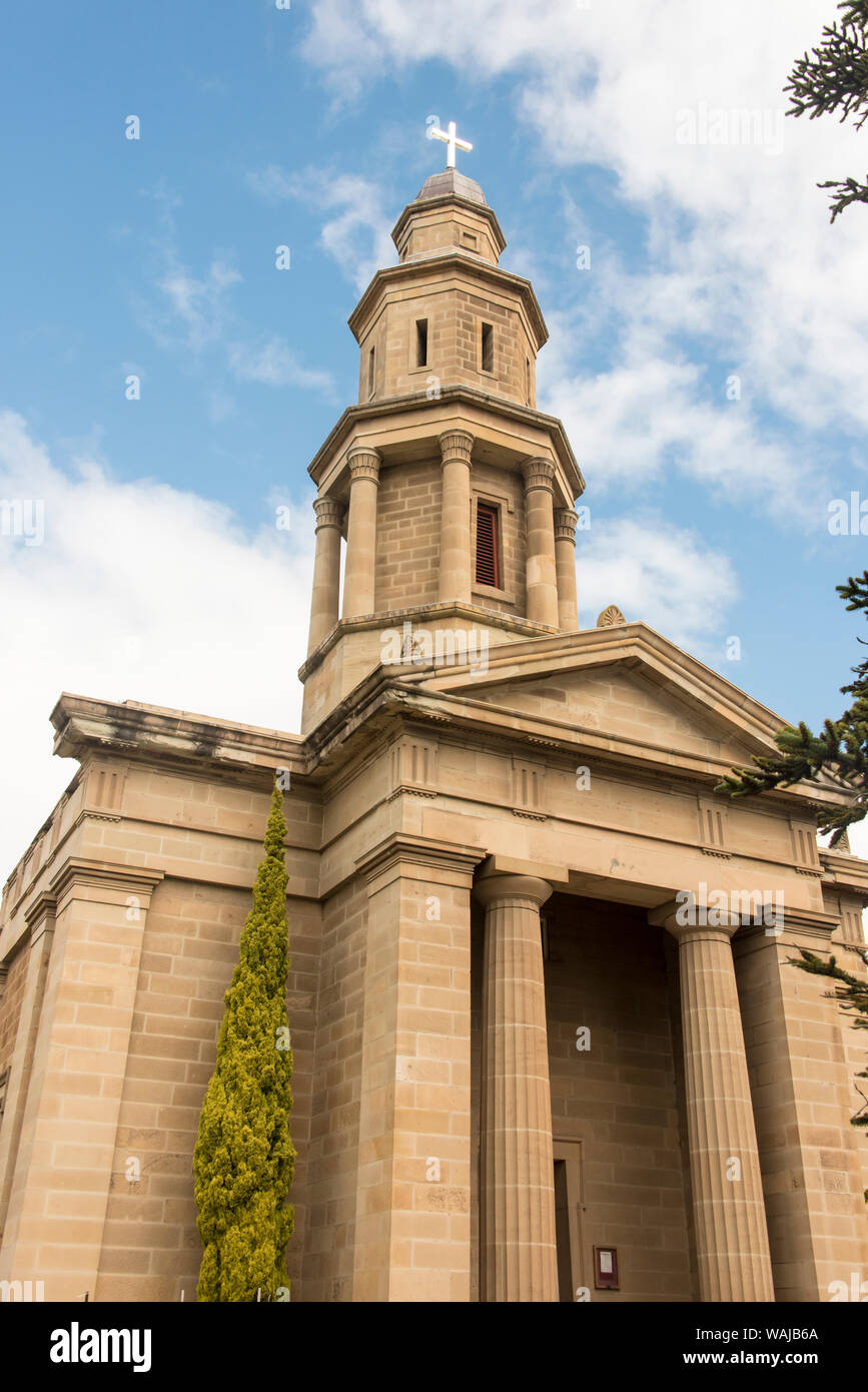 Australia, Tasmania, Hobart. Battle Point historic district, St. Georges Anglican Church, made of sandstone. Tower used for navigation Derwent River 1800's Stock Photo