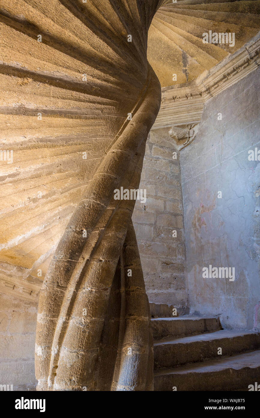 Europe, France, Provence, Lourmarin. Stairwell in Chateau de Lourmarin. Credit as: Jim Nilsen / Jaynes Gallery / DanitaDelimont.com Stock Photo