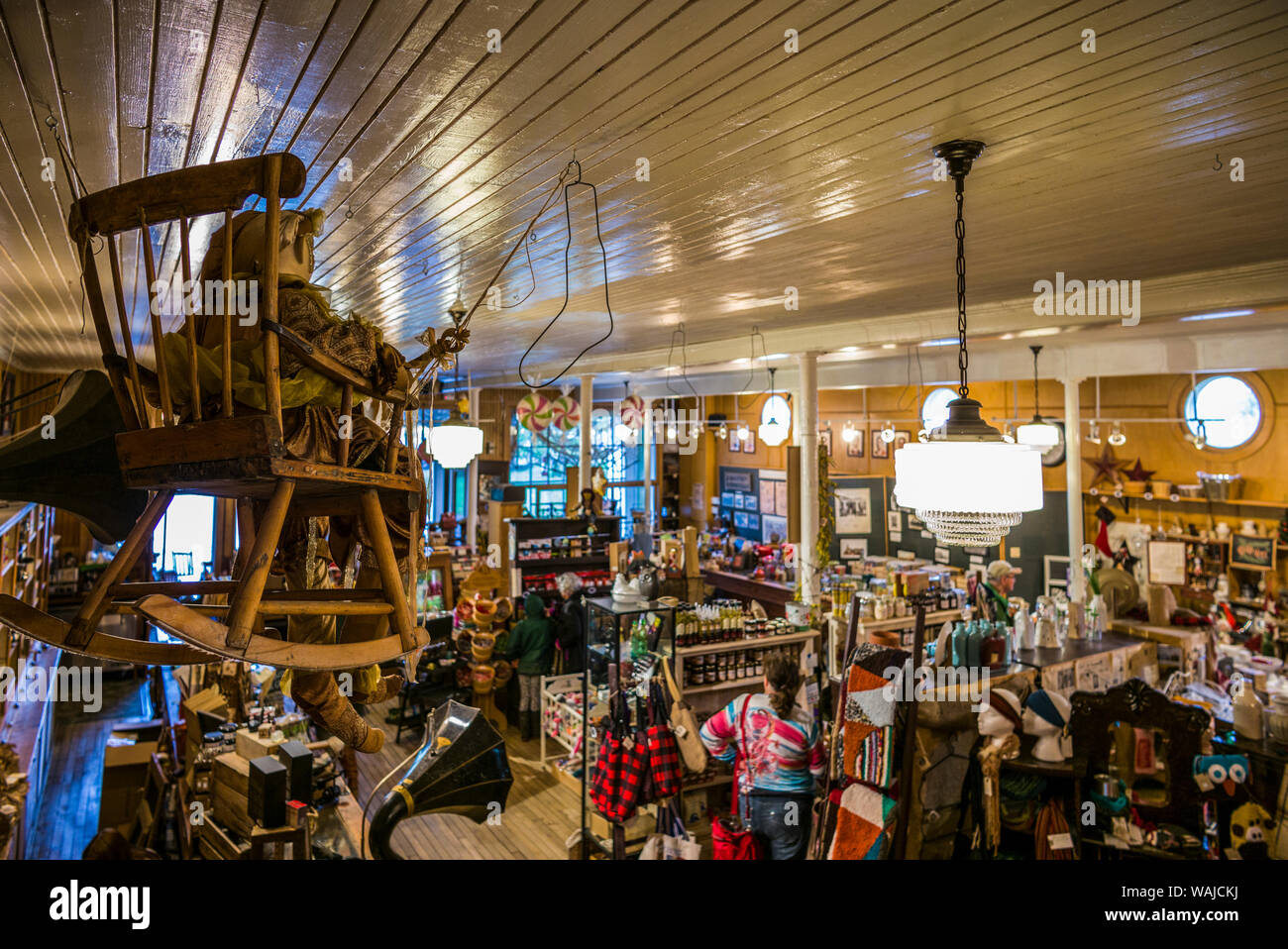 Canada, Quebec, Maskinonge. Interior of Magasin General Le Brun, antique general store Stock Photo