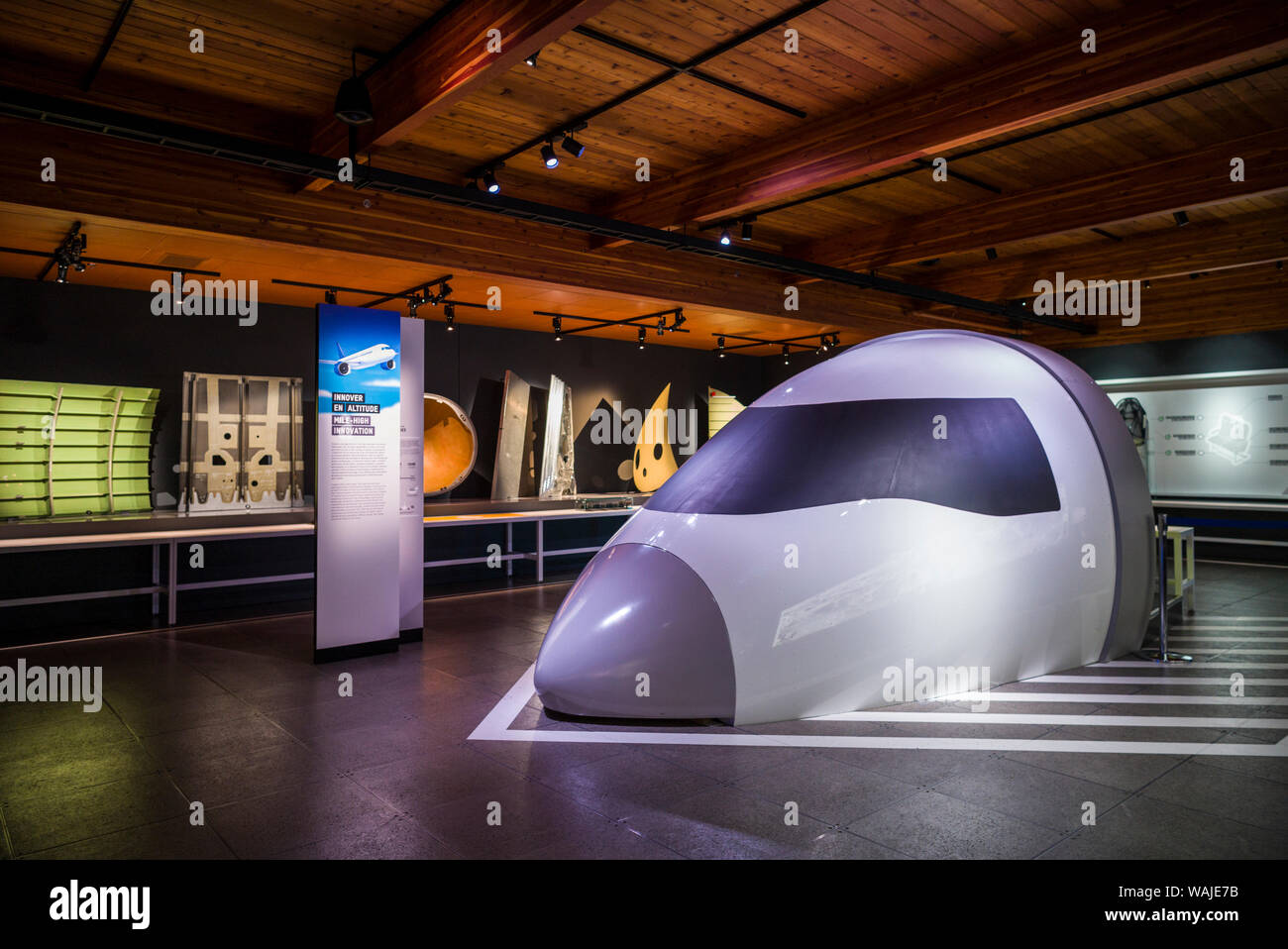Canada, Quebec, Valcourt. Musee Joseph-Armand Bombardier, museum dedicated to the inventor of the modern snowmobile, Bombardier jet aircraft designs Stock Photo