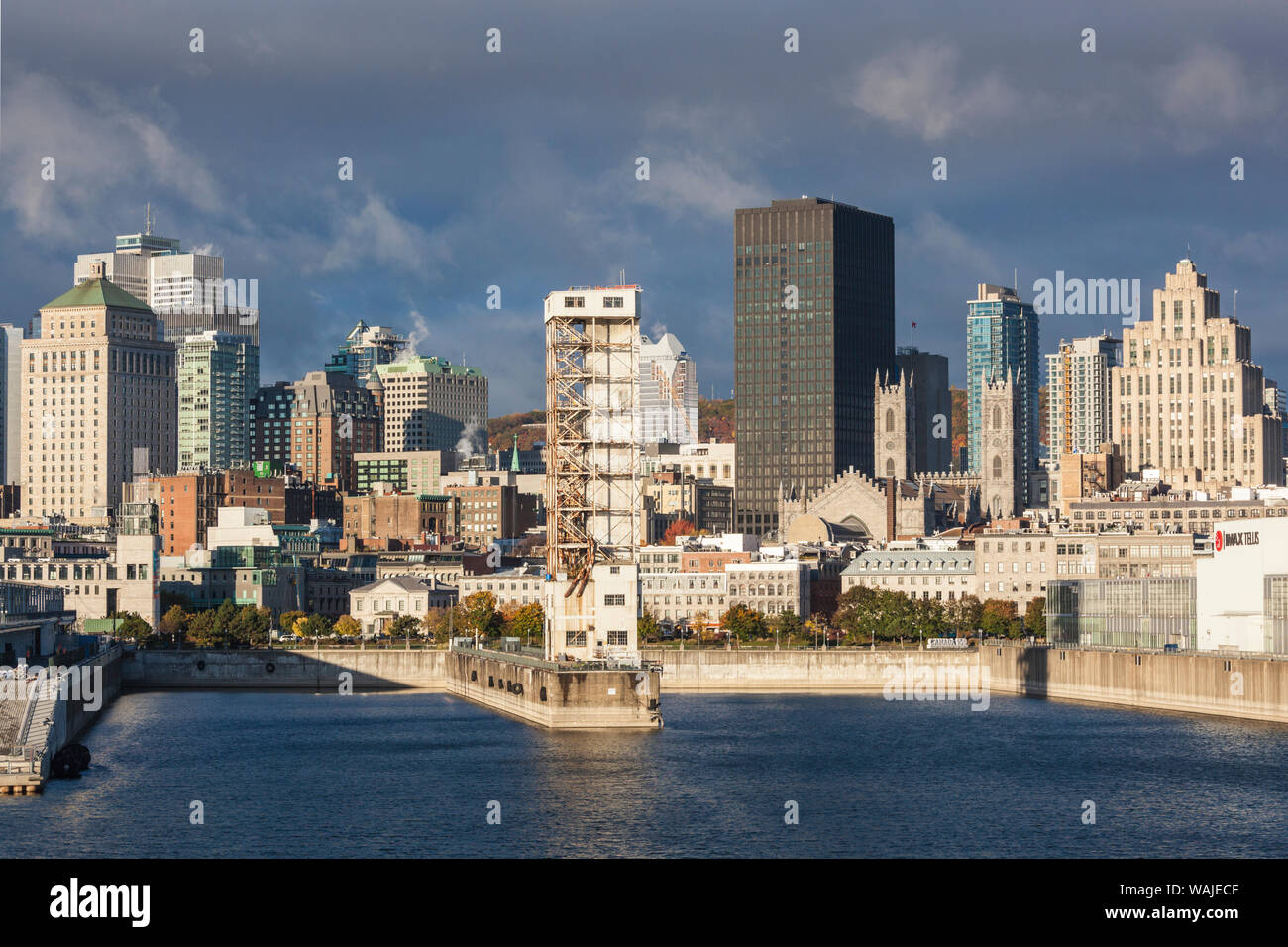 Canada, Quebec, Montreal. City skyline from the St. Lawrence River Stock Photo