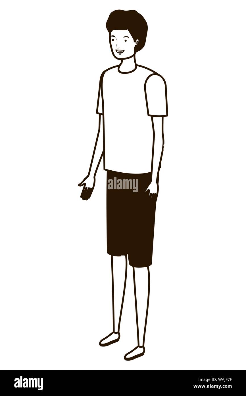 silhouette of young man standing on white background Stock Vector Image ...