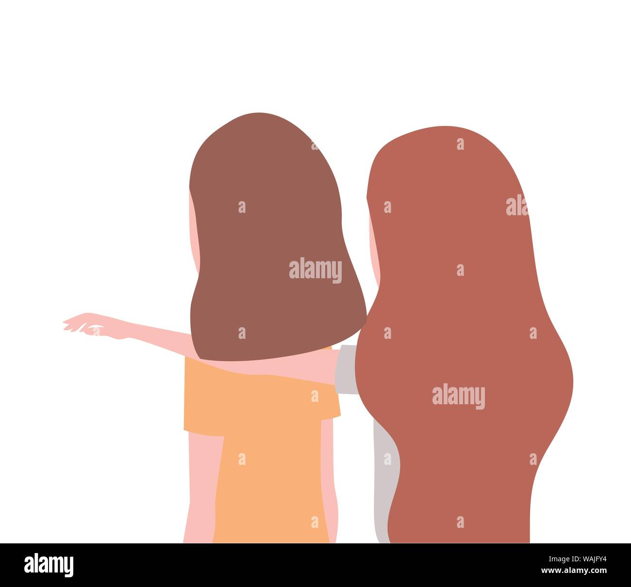 Young Women Of Back Position On White Background Stock Vector Image