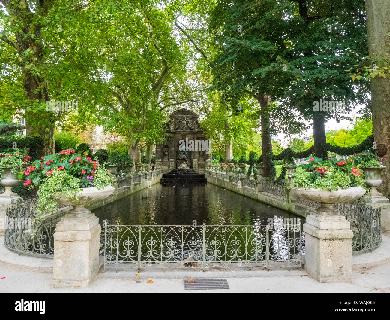 Jardin Du Luxembourg and Fountaine de L'Observatoire Stock Photo