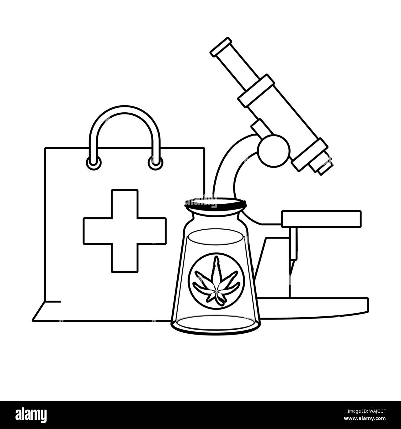 cannabis martihuana sativa hemp cartoon in black and white Stock Vector ...