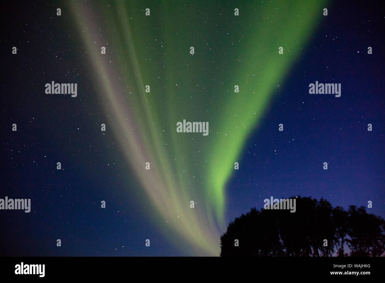 Northern Lights at Seljalandsfoss, Iceland Stock Photo