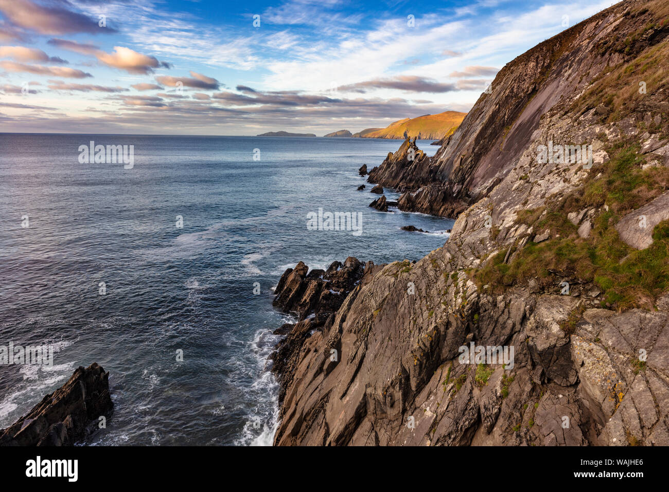View of the Blasket Islands from Dunmore Head the westernmost point of Europe on the Dingle Peninsula, Ireland Stock Photo