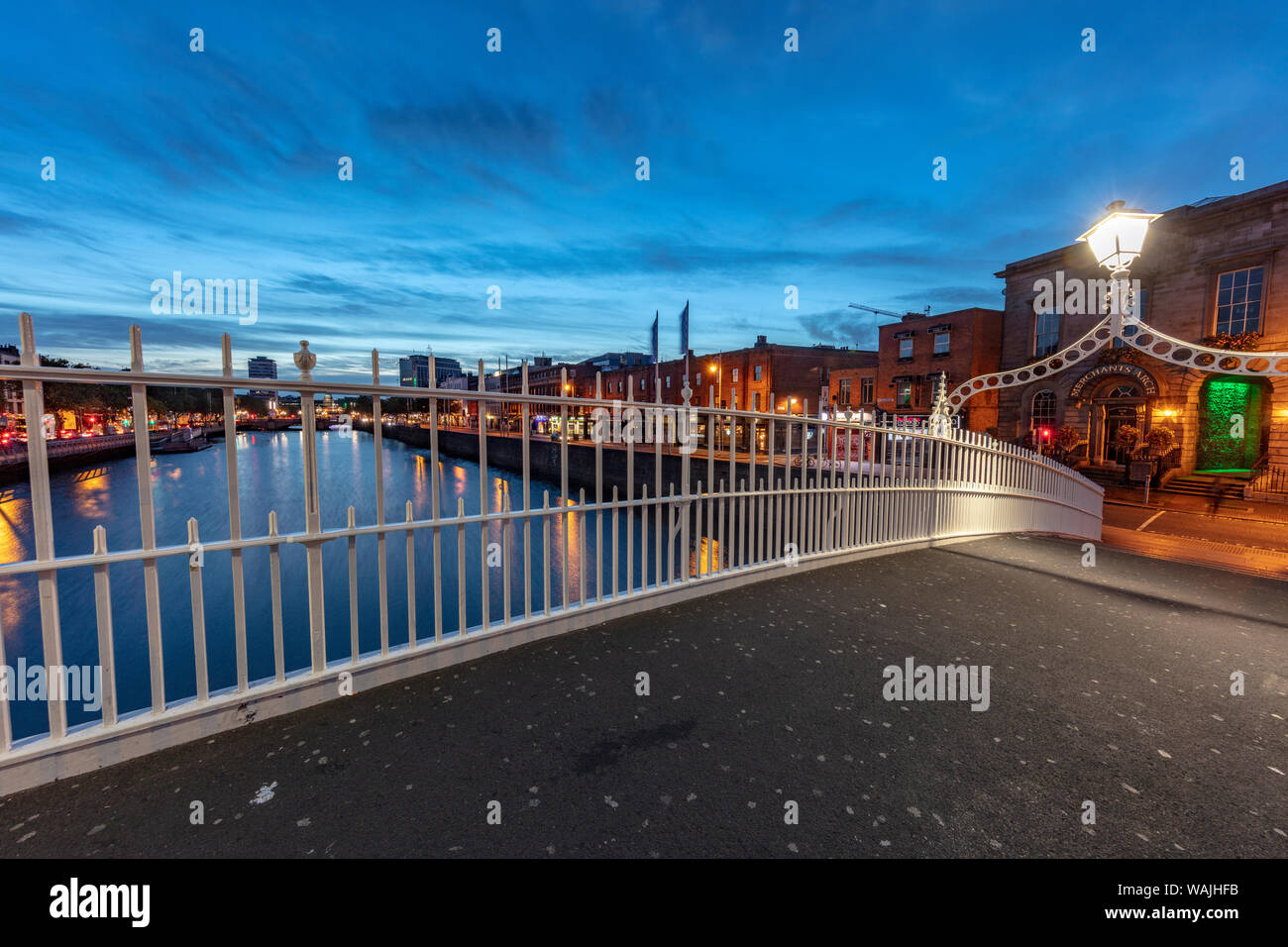 Historic Ha'penny walking bridge over the River Liffey in Dublin, Ireland Stock Photo