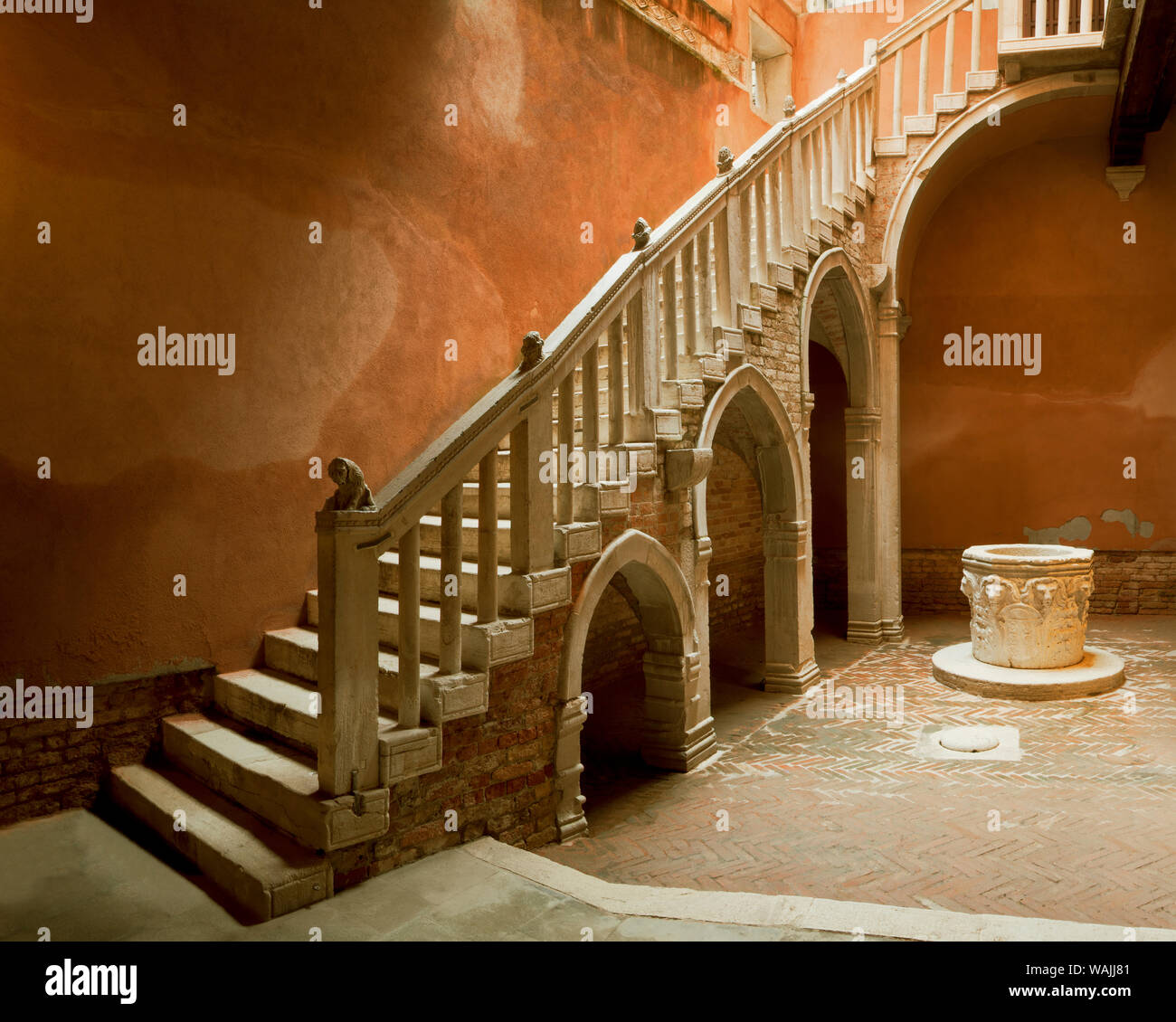Italy, Venice. Courtyard and stairwell of Casa Goldoni. Credit as: Jim Nilsen / Jaynes Gallery / DanitaDelimont.com Stock Photo