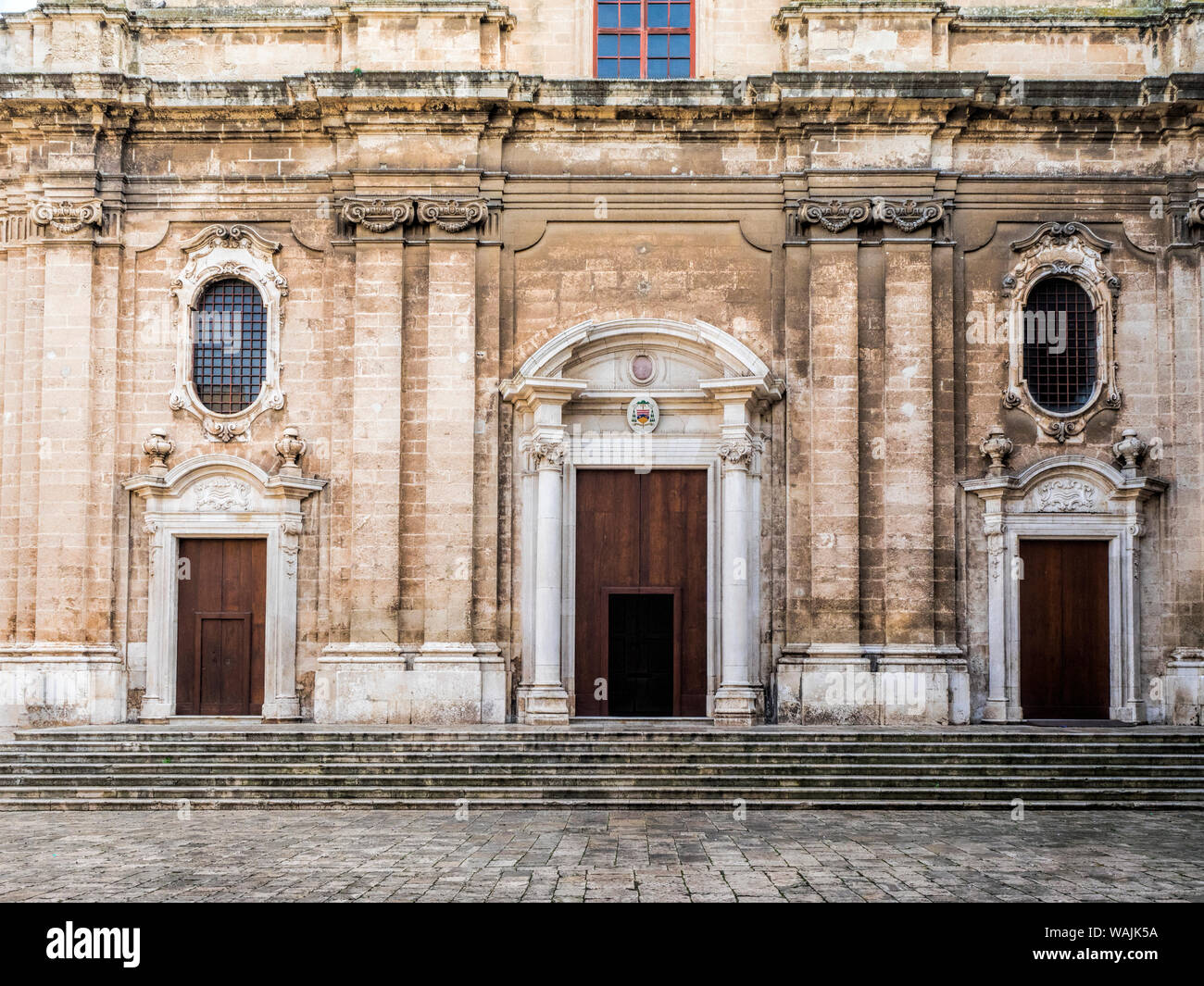 Italy, Bari, Apulia, Monopoli. Entrance to the Basilica Cattedrale Maria Santissima della Madia. Stock Photo