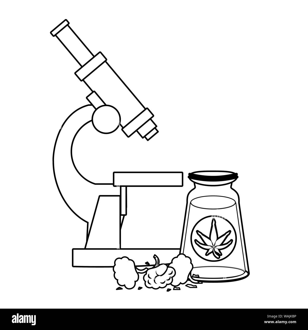 cannabis martihuana sativa hemp cartoon in black and white Stock Vector ...