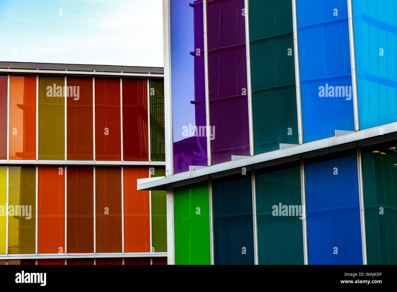 LEON, SPAIN-SEP 02: Facade of MUSAC. Contemporary Art Museum of Castilla y Leon. Contemporary building opened in 2005. View of colorful facade  on Sep Stock Photo