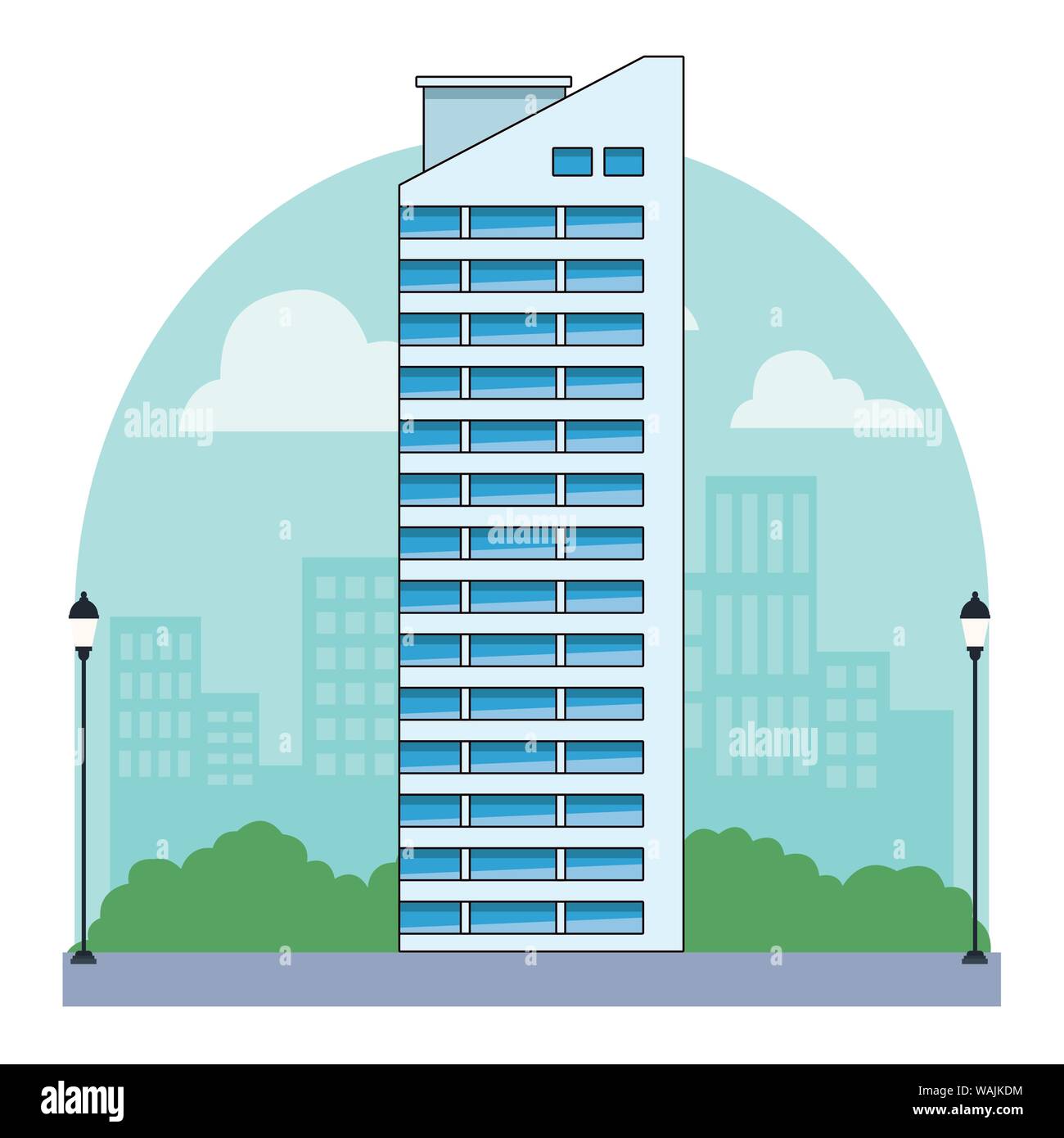 Lights office building downtown Stock Vector Images - Alamy