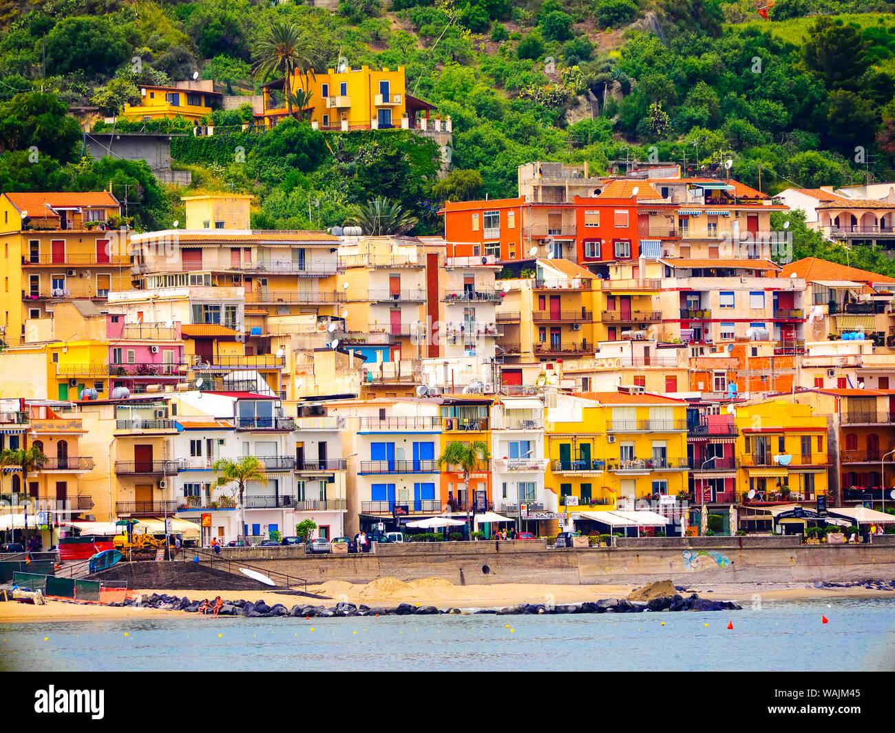 Italy, Sicily, Taormina. Beach Giardini Naxos Stock Photo