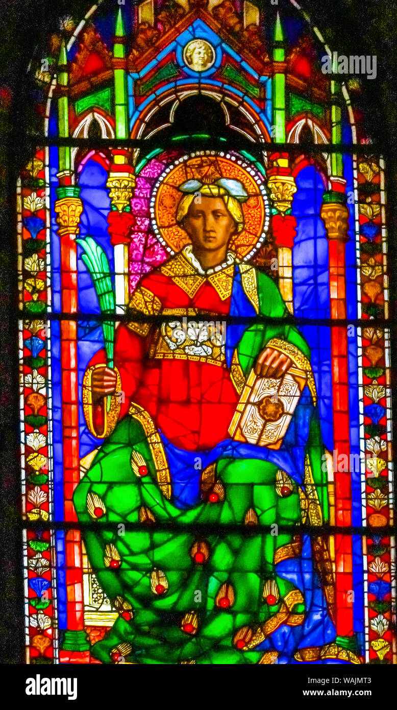 Saint Stephen, first martyr for Christianity, stained glass window