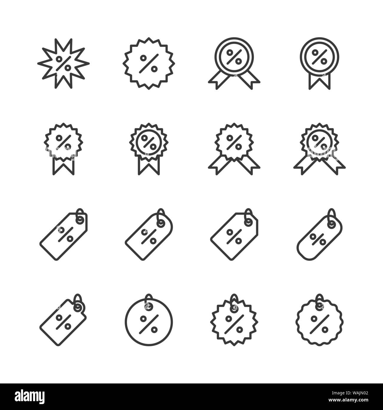 Discount tag icon set. Vector illustration Stock Vector