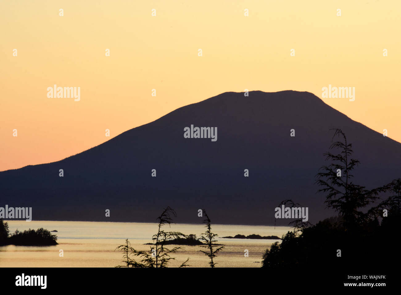 USA, Alaska, Sitka, Mt. Edgecumbe at sunset Stock Photo