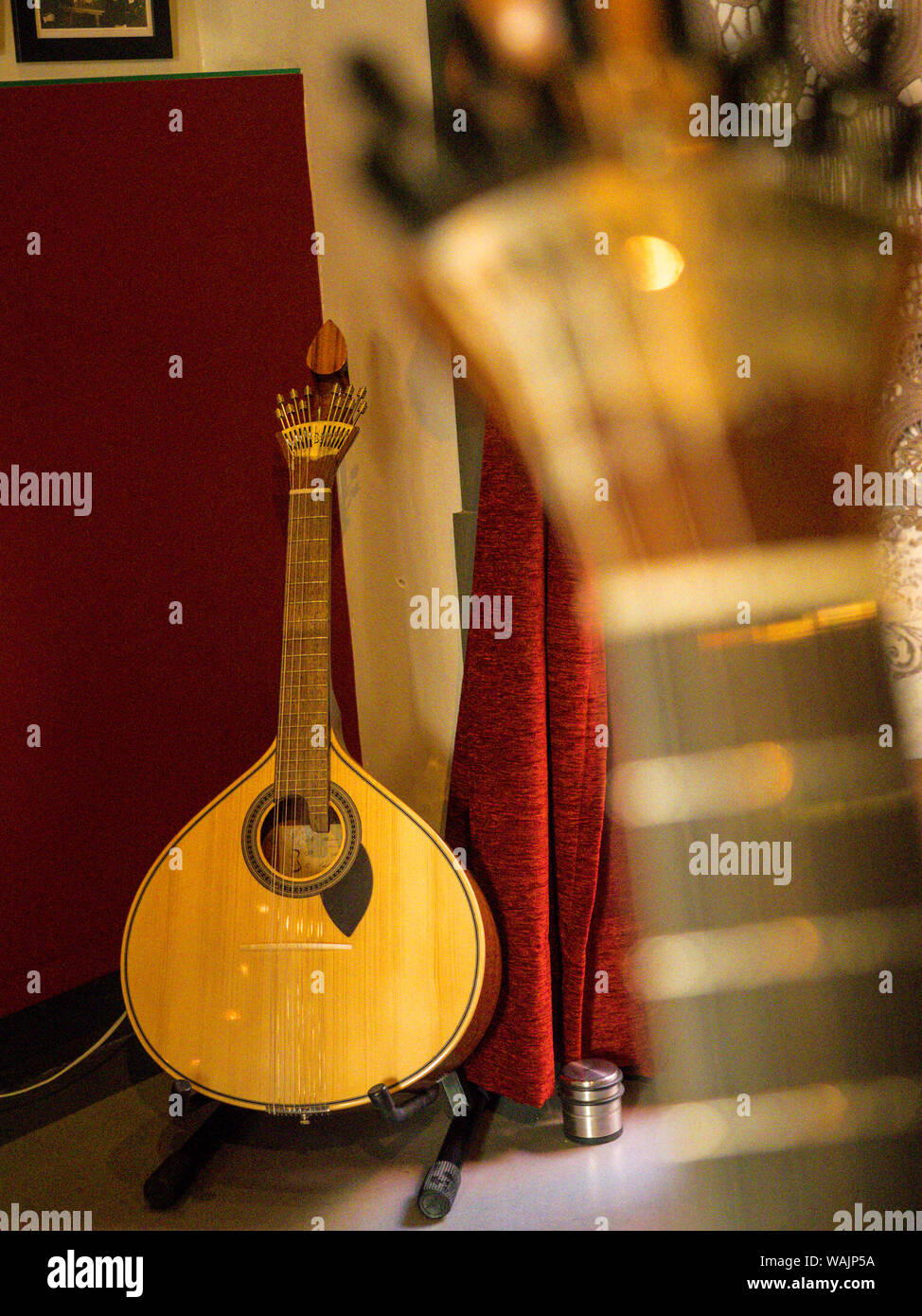 Portugal, Coimbra. Portuguese Guitar used for Fado music Stock Photo