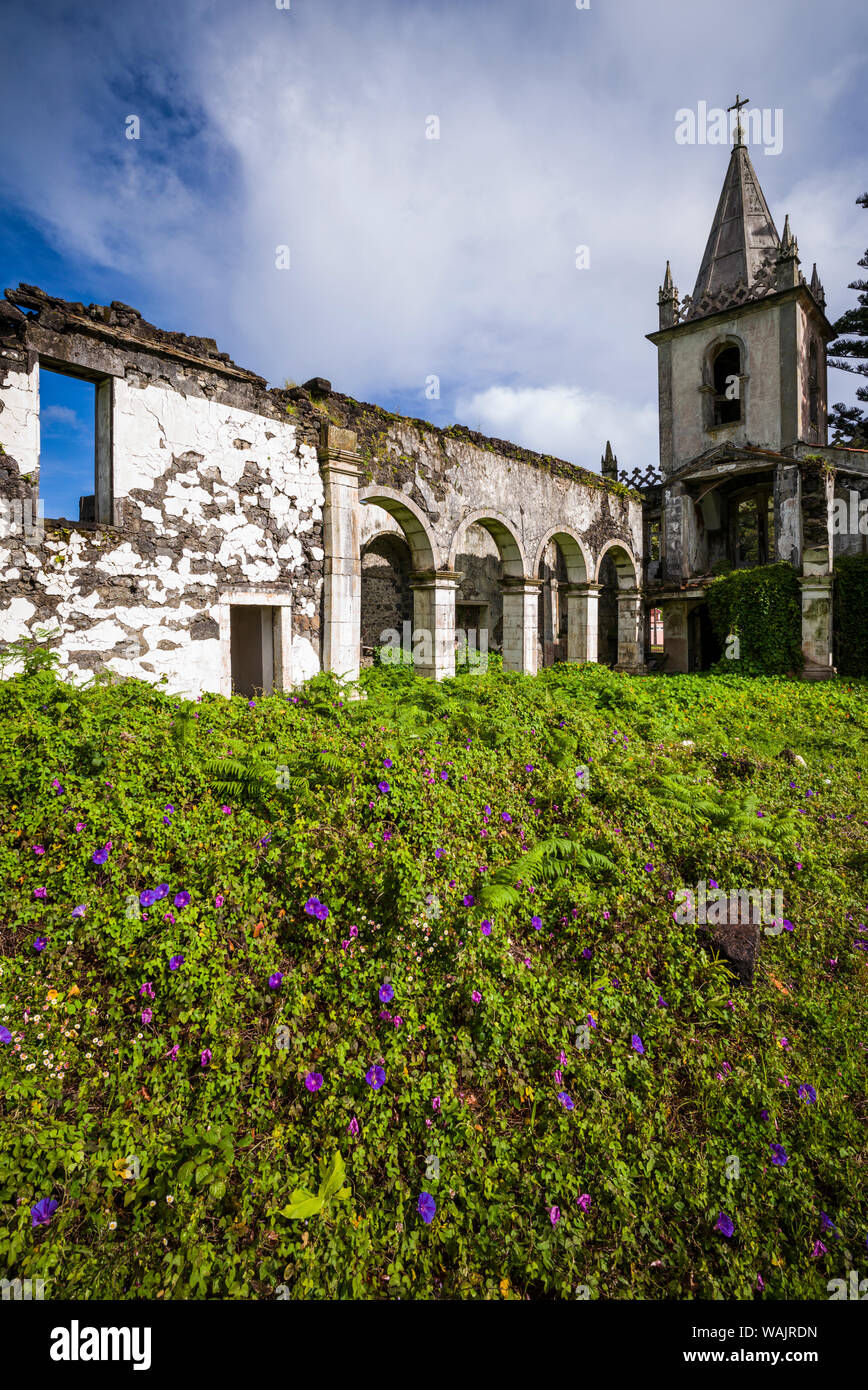 Portugal, Azores, Faial Island, Riberinha. Ruins of earthquake damaged church Stock Photo