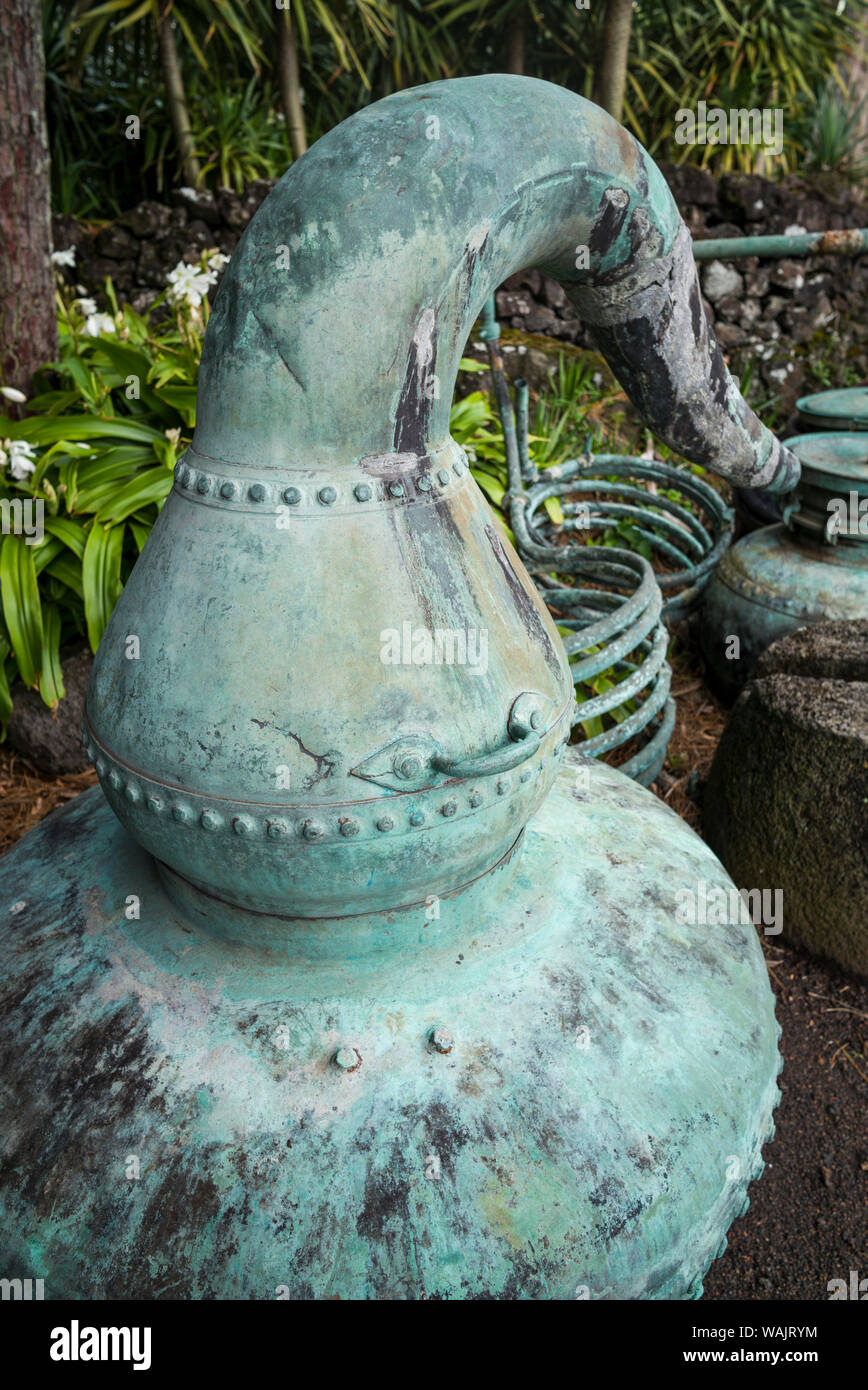 Portugal, Azores, Pico Island, Madalena. Wine Museum, fermentation kettle (Editorial Use Only) Stock Photo
