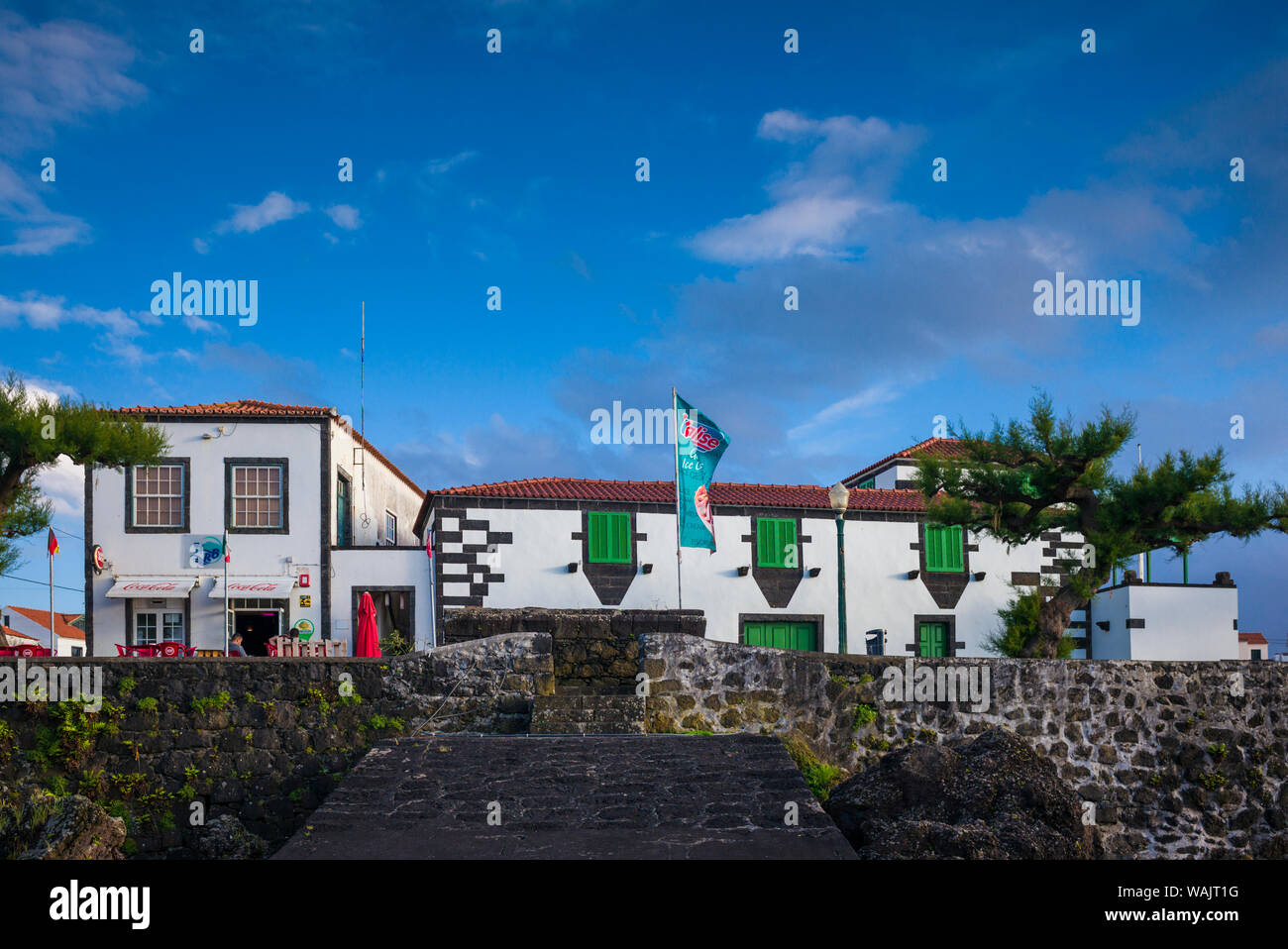 Portugal, Azores, Pico Island, Madalena. Clube Naval, Naval Club Stock Photo