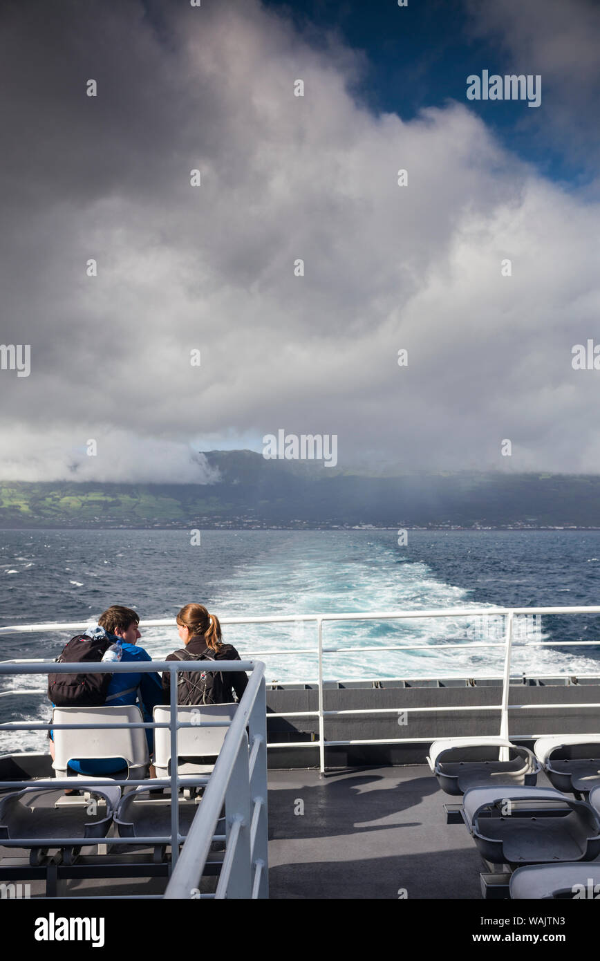 Portugal, Azores, Pico Island, Sao Roque do Pico. Aboard the inter-island ferry to Sao Jorge Island Stock Photo