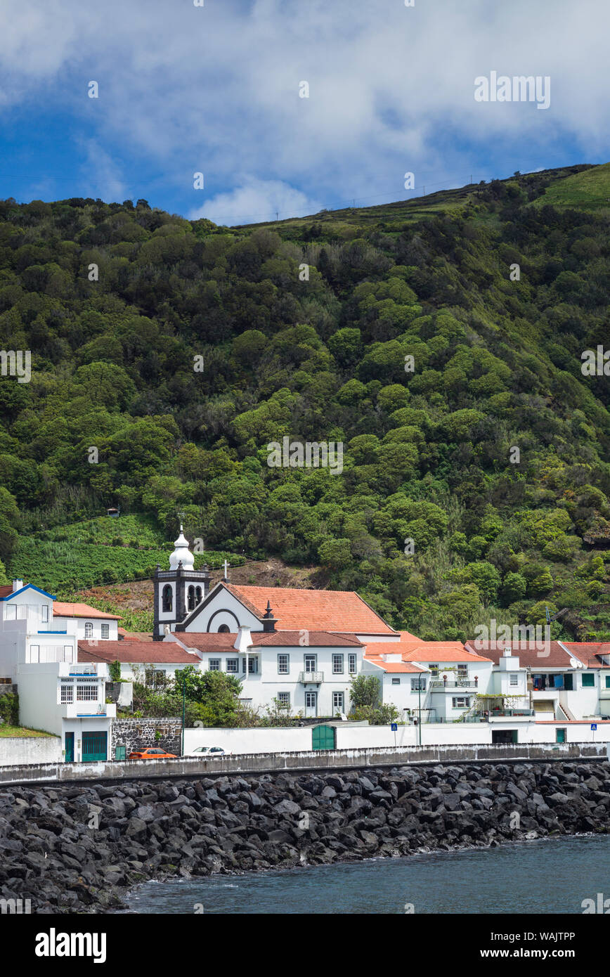 Portugal, Azores, Sao Jorge Island, Velas. Town view Stock Photo