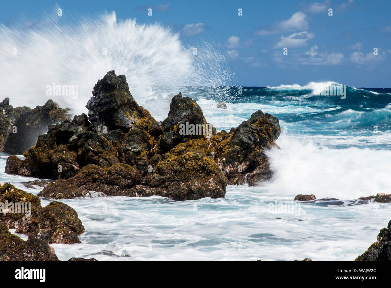 Maui, Hawaii. Waves crashing in on the Ke'anae Peninsula Stock Photo