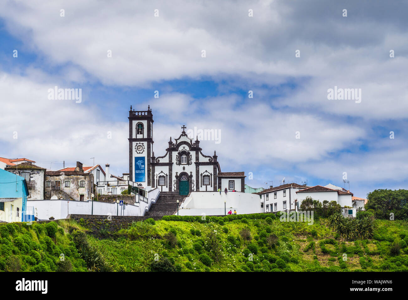 Portugal, Azores, Sao Miguel Island, Porto Formoso town church Stock Photo