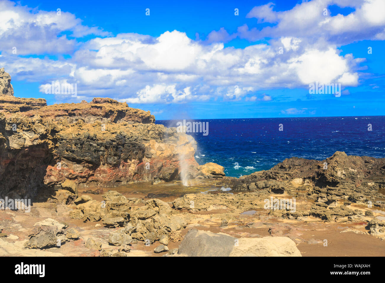 Nakalele Blowhole, land mass on the eastern edge of the northern tip of Maui, Hawaii, USA Stock Photo