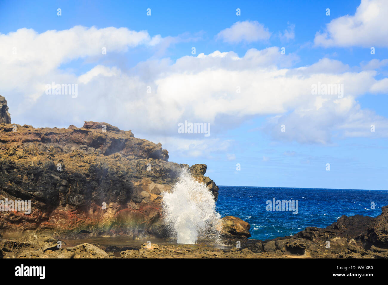Nakalele Blowhole, land mass on the eastern edge of the northern tip of Maui, Hawaii, USA Stock Photo