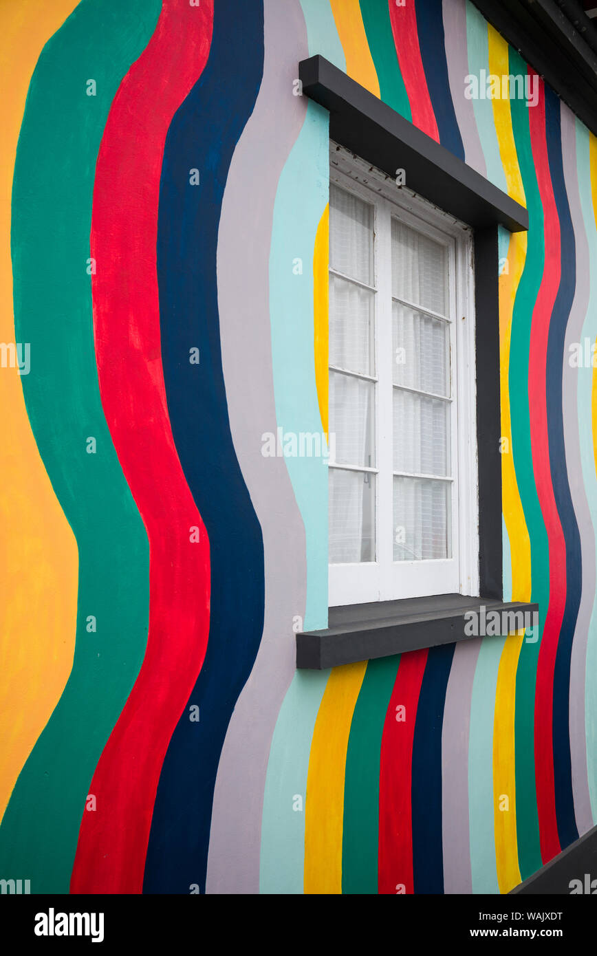 Portugal, Azores, Sao Miguel Island, Ponta Delgada. Colorful harborside